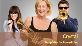  Presentation with happy music lovers - Presentation theme featuring jazz age - portrait of happy family enjoying background and a  colored foreground