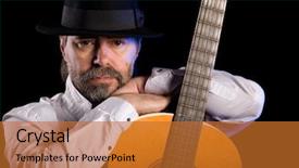  Presentation with popular - PPT layouts enhanced with jazz age - portrait of popular musician background and a red colored foreground