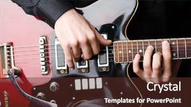  Presentation with concert - Presentation theme with jazz band - man with guitar during concert background and a tawny brown colored foreground
