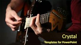  Presentation with electric guitar - Presentation theme with jazz band - young man playing on electric background and a wine colored foreground