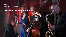  Presentation with jazz - Colorful PPT theme enhanced with jazz-band-performing-in-nightclub backdrop and a wine colored foreground