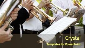  Presentation with trumpet - PPT layouts featuring jazz band playing background and a tawny brown colored foreground