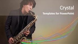  Presentation with lines - Theme enhanced with jazz music - attractive young musician playing background and a gray colored foreground