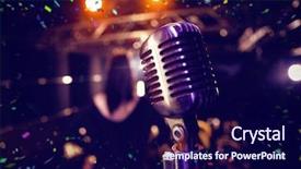  Presentation with jazz music - Beautiful presentation theme featuring jazz music - flying colors against retro microphone backdrop and a navy blue colored foreground