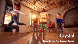  Presentation with professional training - Theme enhanced with jazz music - group of professional people training background and a tawny brown colored foreground