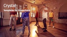  Presentation with professional development women success - PPT layouts enhanced with jazz music - professional young dancer class background and a red colored foreground