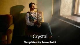  Presentation with jazz - PPT theme with jazz-musician-playing-saxophone-front background and a black colored foreground