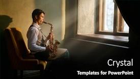  Presentation with jazz - Presentation consisting of jazz-musician-playing-saxophone background and a black colored foreground
