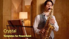  Presentation with jazz - Presentation enhanced with jazz-musician-playing-saxophone background and a tawny brown colored foreground