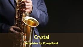  Presentation with jazz - Beautiful PPT theme featuring jazz musician playing the saxophone backdrop and a tawny brown colored foreground