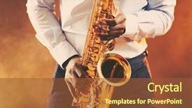  Presentation with jazz - Slide set with jazz musician playing the saxophone background and a red colored foreground