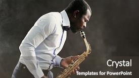  Presentation with jazz - Audience pleasing slide set consisting of jazz musician playing the saxophone backdrop and a dark gray colored foreground