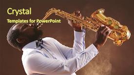  Presentation with jazz - Theme having jazz musician playing the saxophone background and a tawny brown colored foreground