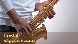  Presentation with music african american jazz musician - PPT layouts featuring jazz musician playing the saxophone background and a tawny brown colored foreground