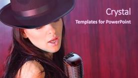  Presentation with singer - Cool new PPT theme with jazz singer performing on stage backdrop and a violet colored foreground