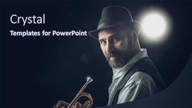  Presentation with jazz - PPT theme with jazz-trumpet-player background and a wine colored foreground