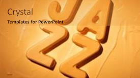  Presentation with jazz - Slide deck featuring jazz-word-slanting-inscription background and a gold colored foreground