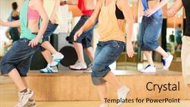  Presentation with gym - Cool new theme with people dancing in a studio backdrop and a coral colored foreground