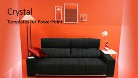  Presentation with red and black - Slides consisting of jazzy - black sofa on red wall background and a red colored foreground