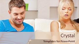  Presentation with tablet - Presentation theme with jealousy - bright picture of couple background and a lemonade colored foreground