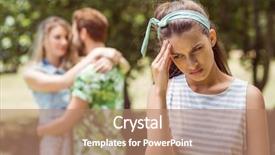  Presentation with upset - Slides featuring jealousy - brunette upset at seeing boyfriend background and a  colored foreground