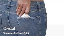  Presentation with condoms - Beautiful theme featuring jean pocket for safe sex backdrop and a ocean colored foreground