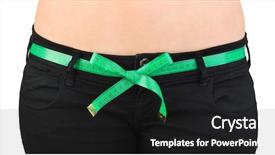  Presentation with string orchestra tape recorders - Beautiful presentation theme featuring jeans and measuring tape - sliming isolated on white background backdrop and a dark gray colored foreground