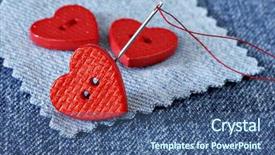  Presentation with needle heart - PPT layouts with jeans background - tiny heart shaped buttons background and a ocean colored foreground