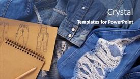  Presentation with jeans blue denim texture - Slides with jeans-denim-and-designer-drawing background and a ocean colored foreground