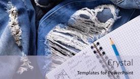  Presentation with jeans blue denim texture - Presentation theme enhanced with jeans-denim-and-designer-drawing background and a light blue colored foreground