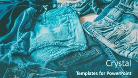  Presentation with textile dye - PPT layouts consisting of jeans-fast-fashion-textile-industry background and a ocean colored foreground