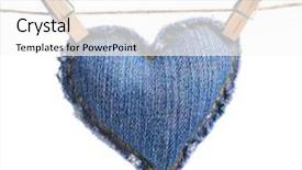  Presentation with jeans - Audience pleasing presentation design consisting of jeans heart a rope held by clothespins isolated on white backdrop and a white colored foreground