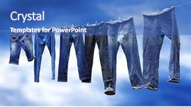  Presentation with jeans - Audience pleasing slide set consisting of jeans on a clothesline backdrop and a teal colored foreground