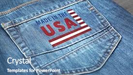  Presentation with manufacturing - Audience pleasing slides consisting of jeans pocket closeup manufacturing backdrop and a teal colored foreground