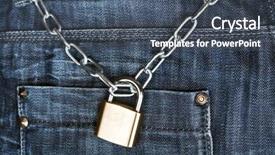  Presentation with padlock - PPT layouts enhanced with denim safe - jeans pocket closeup with padlock background and a ocean colored foreground
