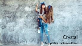  Presentation with family fashion - Amazing presentation theme having rouge - young beautiful mom with her backdrop and a light blue colored foreground