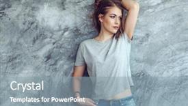  Presentation with minimalist - Colorful presentation theme enhanced with rouge - young beautiful model wearing blank backdrop and a light blue colored foreground