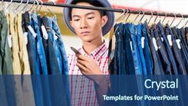  Presentation with jeans - Slide deck enhanced with jeans rack looking at price background and a  colored foreground