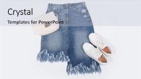  Presentation with jeans denim - Amazing PPT layouts having jeans skirt with shoes handbag backdrop and a light blue colored foreground