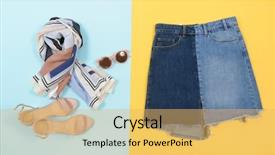  Presentation with blue and yellow - Cool new PPT theme with jeans skirt with shoes scarf backdrop and a yellow colored foreground