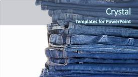  Presentation with jeans - Audience pleasing PPT theme consisting of jeans stacked in a pile backdrop and a ocean colored foreground
