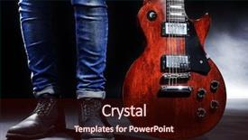  Presentation with of blue jeans denim - Audience pleasing presentation design consisting of jeans standing with electric guitar backdrop and a wine colored foreground