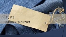  Presentation with trousers - Cool new PPT layouts with jeans trousers with blank paper label backdrop and a lemonade colored foreground