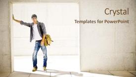  Presentation with sustainable urban policy cities - Beautiful PPT layouts featuring jeans work - young attractive man in urban backdrop and a lemonade colored foreground