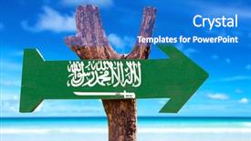  Presentation with saudi arabia - Audience pleasing PPT theme consisting of jeddah - saudi arabia flag wooden sign backdrop and a cobalt blue colored foreground