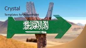  Presentation with saudi arabia - Slide set having jeddah - saudi arabia flag wooden sign background and a light blue colored foreground
