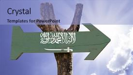  Presentation with saudi arabia - Beautiful PPT theme featuring jeddah - saudi arabia wooden sign backdrop and a light blue colored foreground