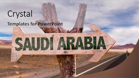  Presentation with saudi arabia - Audience pleasing presentation design consisting of jeddah - saudi arabia wooden sign backdrop and a light gray colored foreground