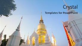  Presentation with chiang mai - Amazing slide set having jedi - golden pagoda at wat suan backdrop and a light blue colored foreground