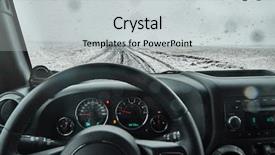  Presentation with jeep - Presentation design having jeep car - driving in falling snow background and a light gray colored foreground